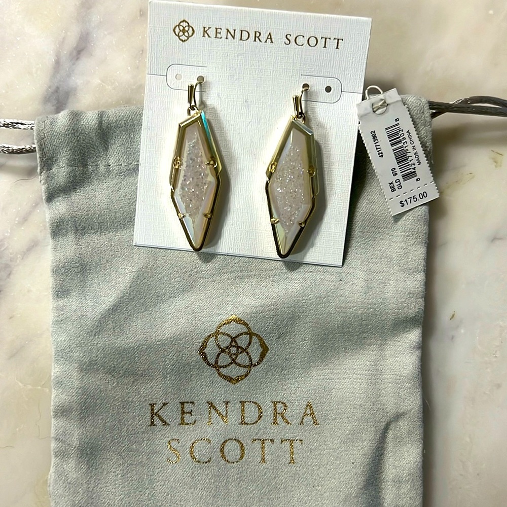 KS Bex Earrings in Gold and Iridescent Druzy